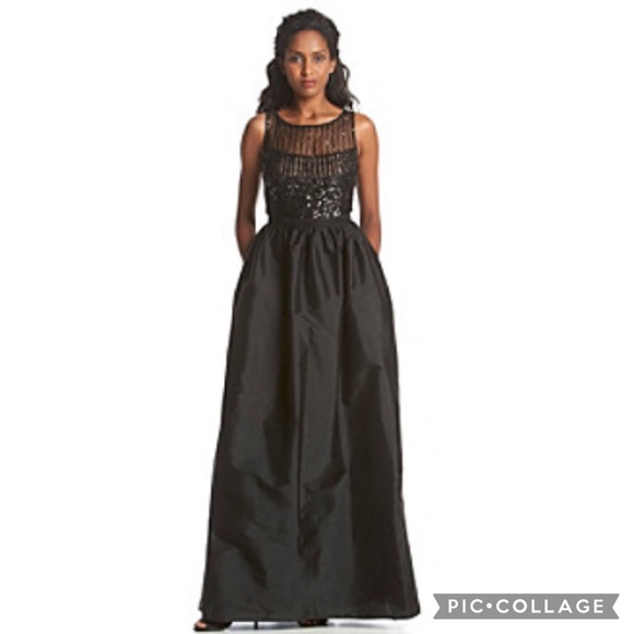 Adrianna Papell boat neck sequins bodice gown - Picture 2 of 6